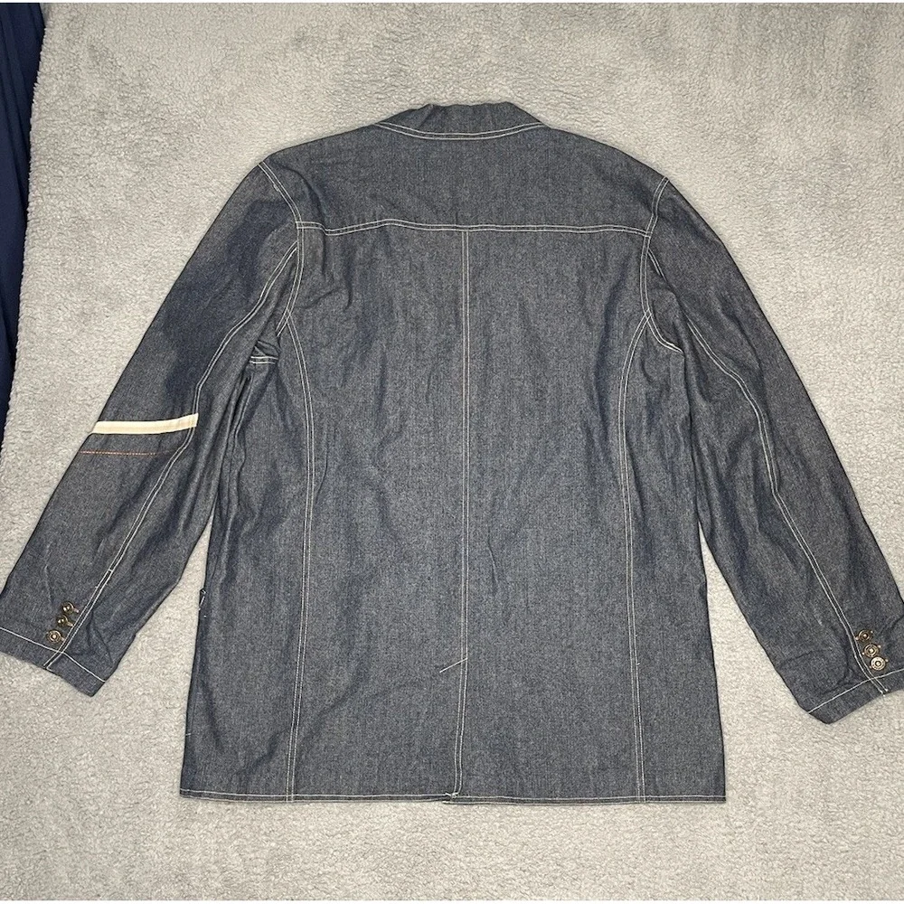 Vintage Y2K‎ Raw Blue Nurealms Blazer Denim Jean Sport Jacket Coat Mens 2XL